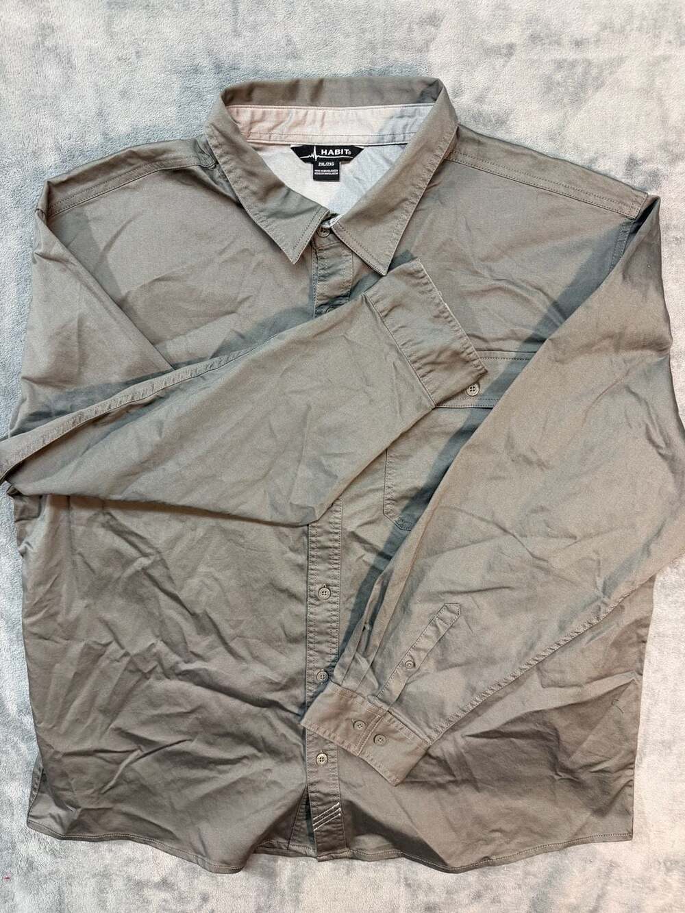 Habit Long Sleeve Button Down Shirt Size 2XL Gunmetal Gray